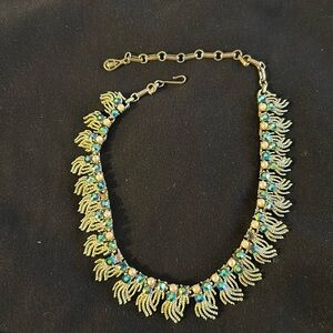 Vintage necklace blue and pearl.